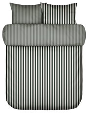 Bettwäsche-Set 135x200cm mit vertikalen Streifen in Schwarz-Weiß, Draufsicht
