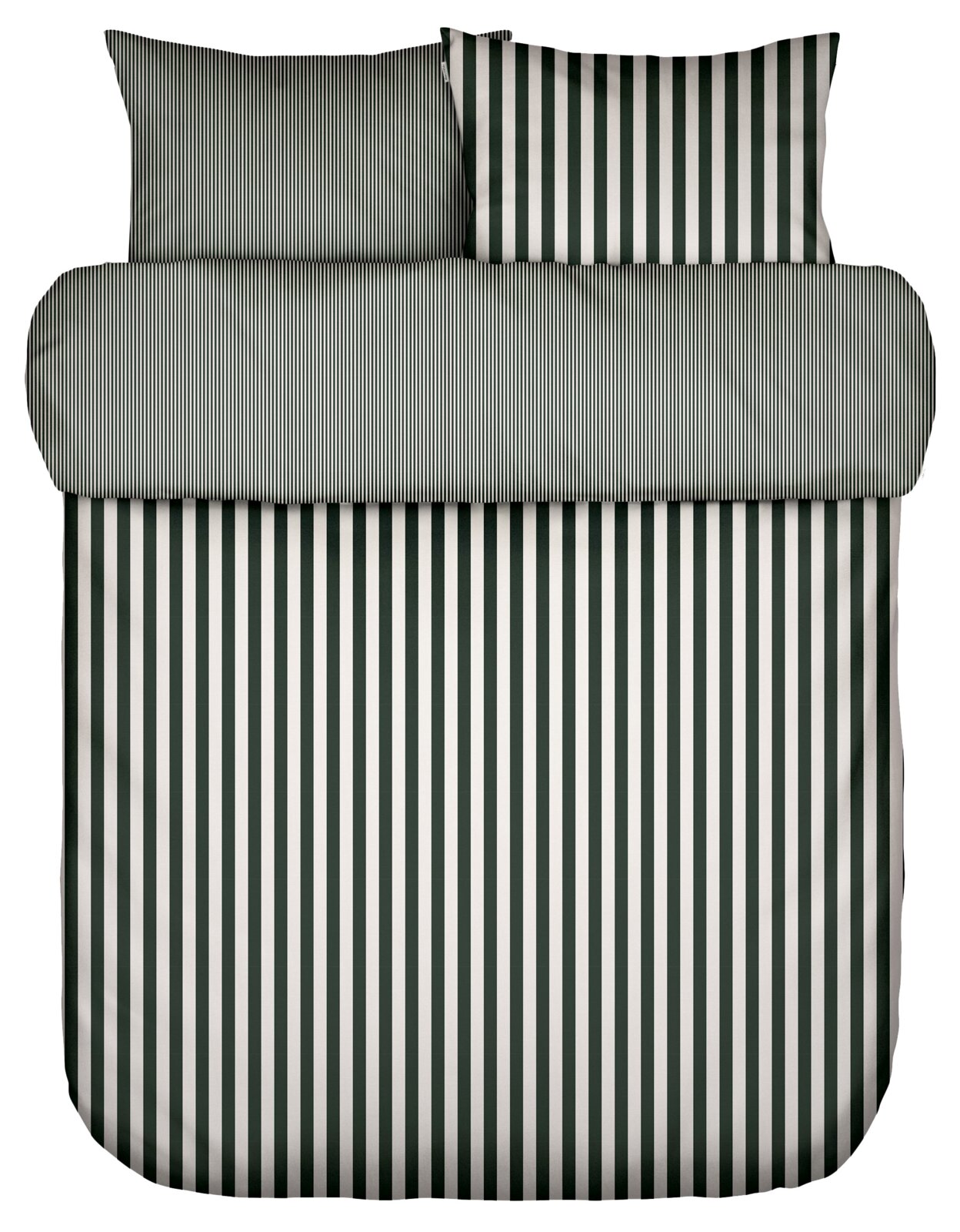 Bettwäsche-Set 135x200cm mit vertikalen Streifen in Schwarz-Weiß, Draufsicht