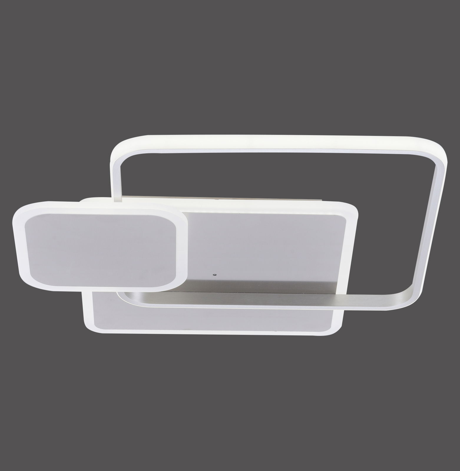 Moderne Deckenleuchte mit rechteckigem Design, seitliche Perspektive