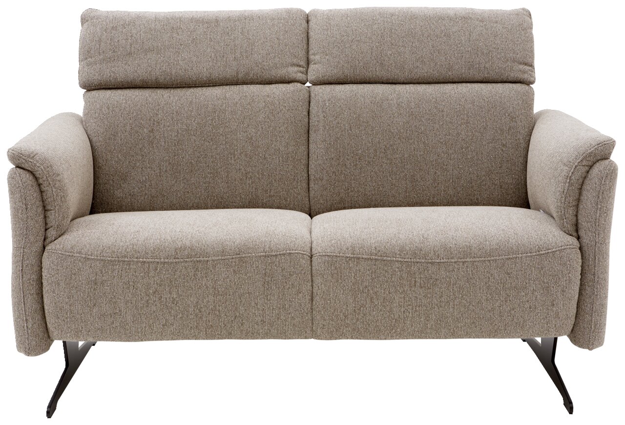 Tweezitsbank in beige stof, vooraanzicht