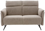 Tweezitsbank in beige stof, vooraanzicht