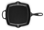 Schwarze Grillpfanne 26cm, quadratisch mit Rillen, Draufsicht