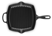 Zwarte grillpan 26 cm, vierkant met groeven, bovenaanzicht