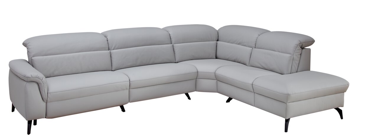 Himolla Ecksofa 1352 SPEKTRA Eckgarnitur in hellgrauem Leder, moderne Optik, Perspektive von vorne links