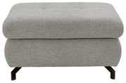 Grauer XL Hocker mit gepolsterter Oberfläche und schwarzen Metallbeinen, Frontalansicht.