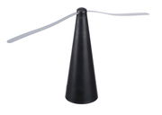 Schwarzer Fliegenwedler mit konischer Basis und zwei rotierenden Flügeln, Ansicht von oben