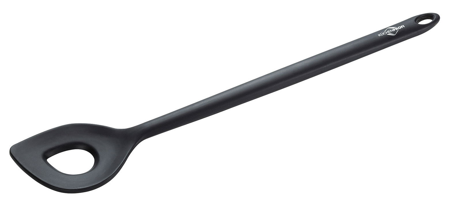 KÜCHENPROFI Rührlöffel TREND Schwarzer Rührlöffel TREND mit langem Griff und Loch in der Löffelfläche, seitliche Perspektive