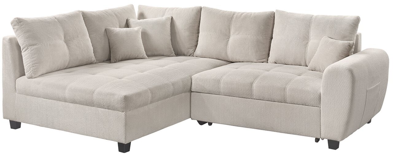 Z2 Ecksofa BELLUNO Beige Ecksofa mit weichen Kissen, Vorderansicht