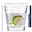Trinkglas Vario 250ml mit Limettenscheibe und Sprudelwasser, seitliche Ansicht