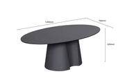 Moderner ovaler Couchtisch in Schwarz mit Marmoroptik, seitliche Perspektive