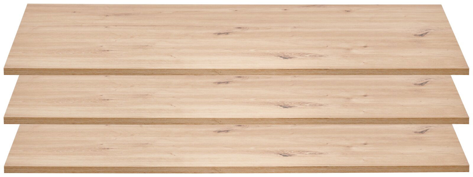 Voleo 3er-Set Einlegeböden schmal EDRA Draufsicht auf ein 3er-Set schmaler Einlegeböden aus hellem Holz mit natürlicher Maserung.