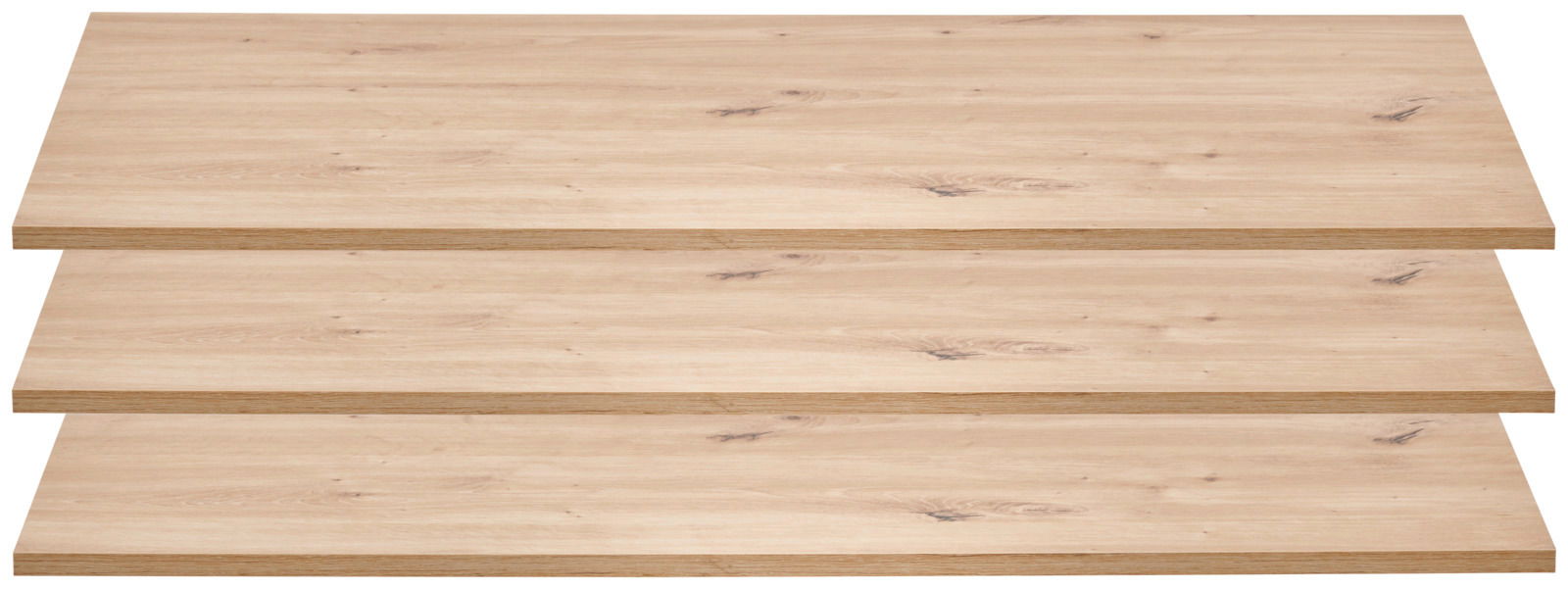 Voleo 3er-Set Einlegeböden schmal EDRA Draufsicht auf ein 3er-Set schmaler Einlegeböden aus hellem Holz mit natürlicher Maserung.