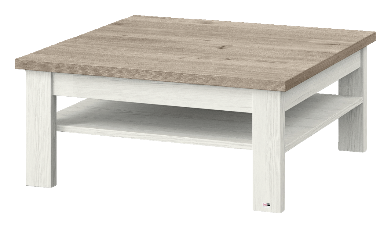 Set one by Musterring Couchtisch SET ONE YORK Moderner Couchtisch mit quadratischer Holzplatte in heller Holzoptik, seitliche Perspektive