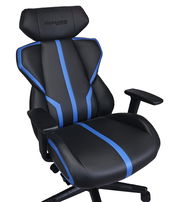 Gaming Stuhl BXGAMING GENIUS in Schwarz mit blauen Akzenten, Vorderansicht