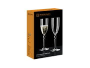 Nachtmann Heritage 2er-Set Sektkelche aus Kristallglas in schwarzer Geschenkverpackung, schräg von vorn links (3/4-Ansicht) gezeigt