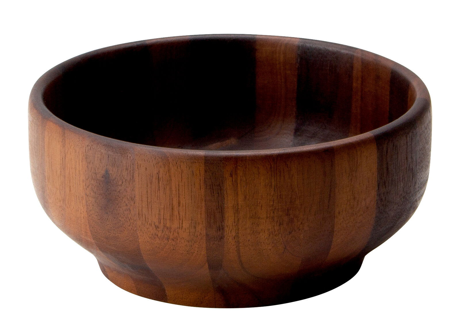 Holzschüssel aus Akazienholz, seitliche Perspektive