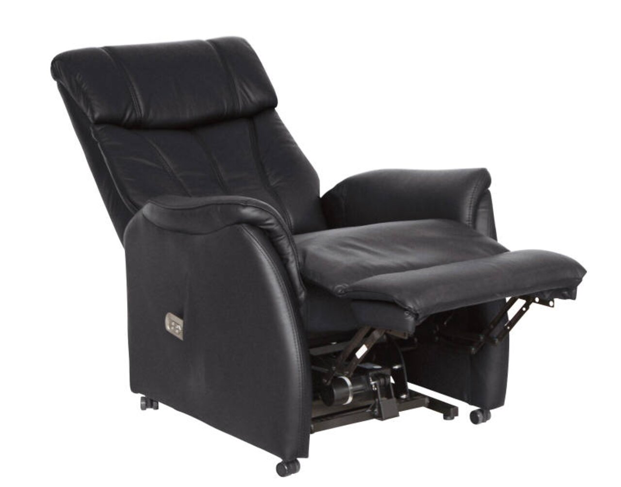 Zwarte tv-fauteuil Cantus PORTLAND in liggende stand, zijaanzicht