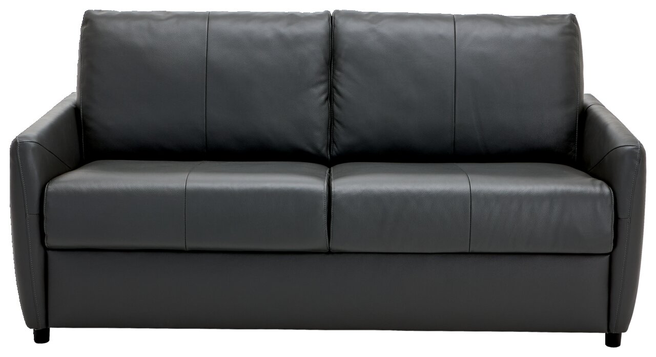 Schwarzes Funktionssofa aus Leder, Frontalansicht