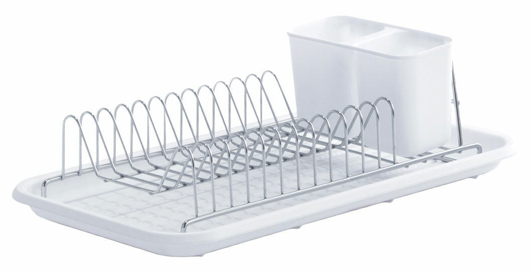 Geschirrabtropfständer aus Metall und Kunststoff, seitliche Perspektive