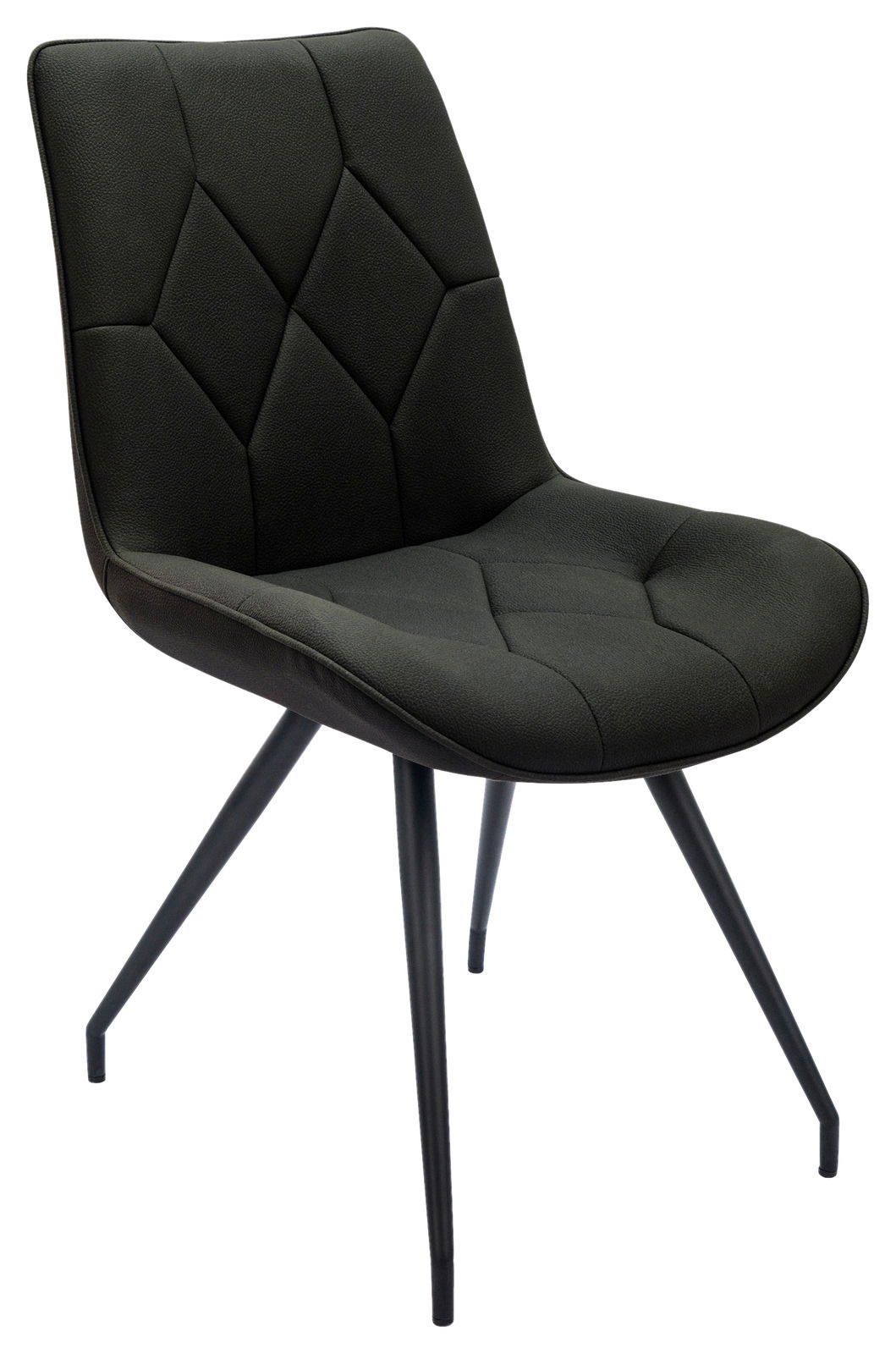 Novel Stuhl HENRY Moderner schwarzer Stuhl mit gepolsterter Sitzfläche und Rückenlehne, seitliche Perspektive