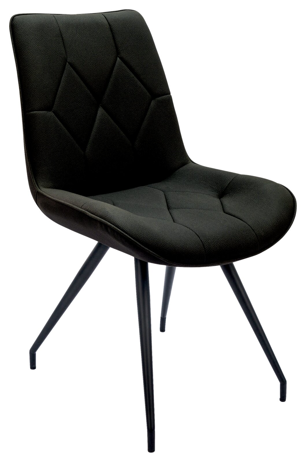 Novel Stuhl HENRY Moderner schwarzer Stuhl mit gepolsterter Sitzfläche und Rückenlehne, seitliche Perspektive