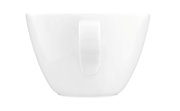 Weiße Milchkaffeetasse Life 0,37l, seitliche Ansicht mit Henkel