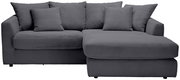 Graues Ecksofa mit mehreren Kissen, Vorderansicht