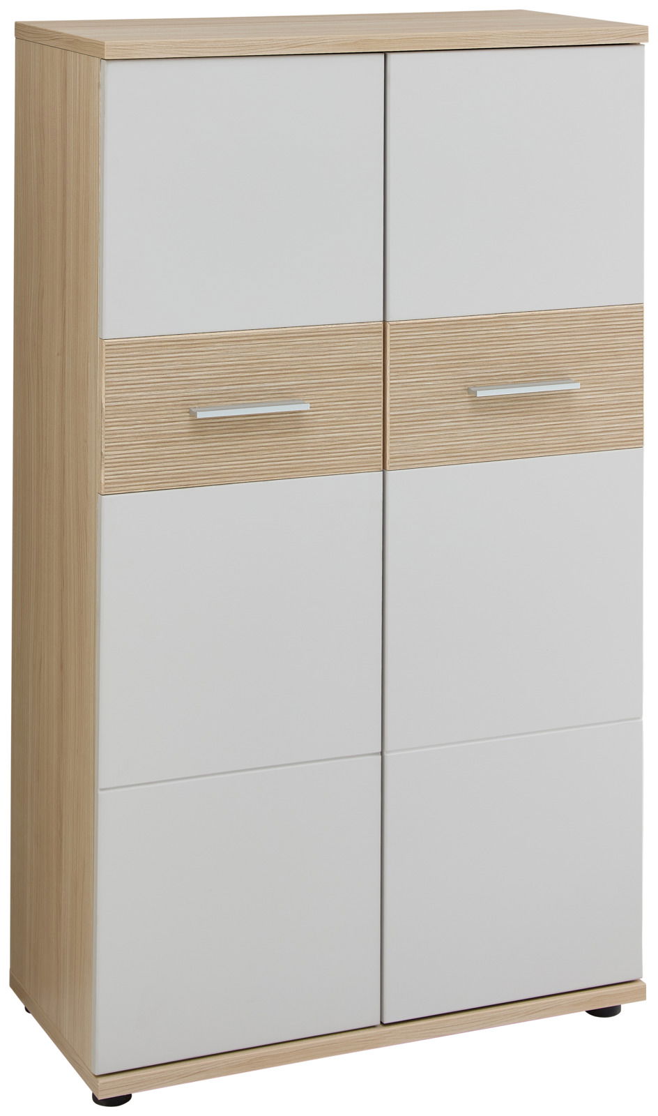 Stylife Aktenschrank niedrig BASEL OFFICE Moderner Aktenschrank in Holzoptik mit weißen Türen, Frontalansicht