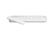 Weiße Duschablage mit abnehmbarem Deckel, seitliche Perspektive