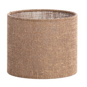 Zylindrischer Lampenschirm aus braunem Stoff, seitliche Perspektive