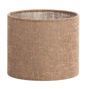 Zylindrischer Lampenschirm aus braunem Stoff, seitliche Perspektive