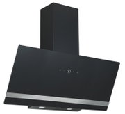 Moderne schwarze Dunstabzugshaube mit schrägem Design, Frontansicht