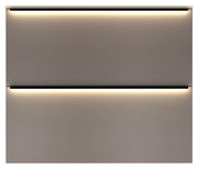 Moderner Hänge-Schuhschrank mit zwei beleuchteten Fächern, Frontansicht