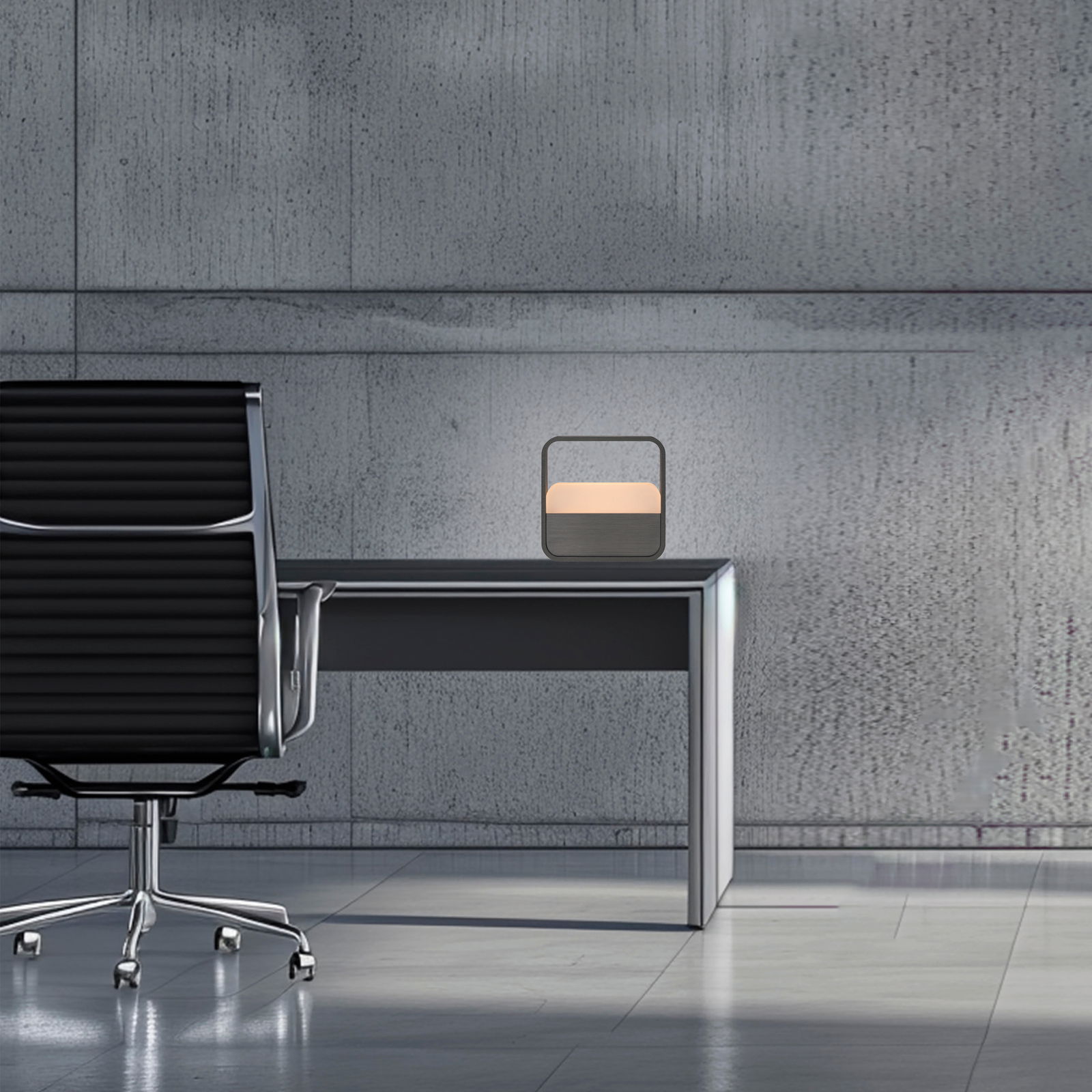 Moderne Tischleuchte PURE GoPaul von Neuhaus auf einem Schreibtisch, seitliche Perspektive