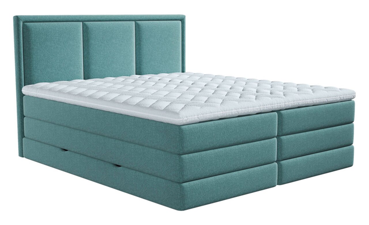 XORA Boxspringbed SWING Boxspringbed XORA SWING in turkoois, gezien vanaf de zijkant