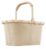 Beiger Einkaufskorb mit Tragegriff, seitliche Perspektive