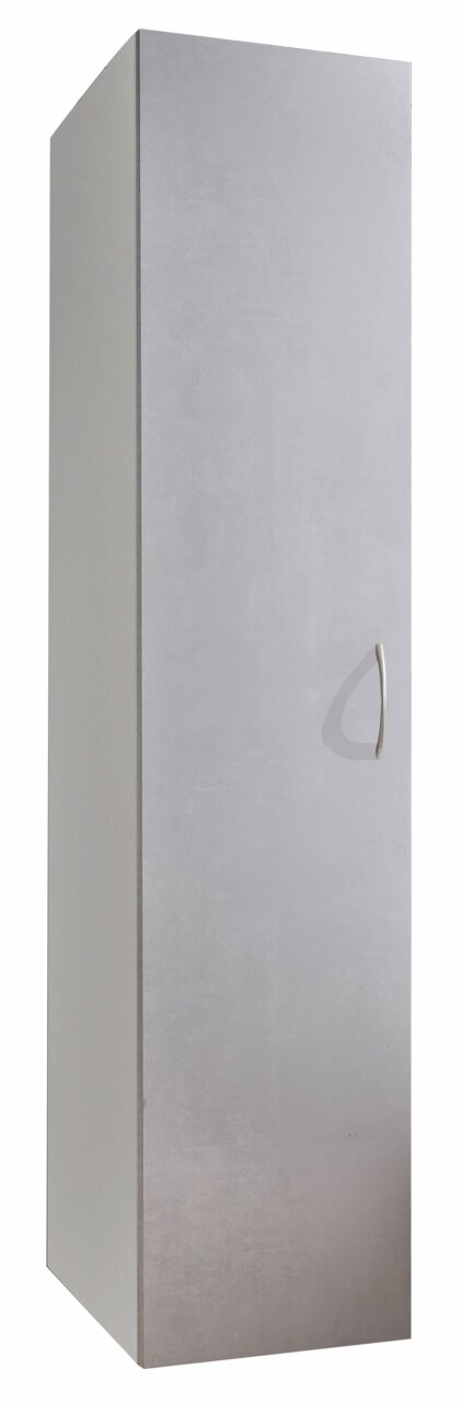 XORA Mehrzweckschrank MULTIRAUMKONZEPT Grauer Mehrzweckschrank mit schlichter Frontansicht und silbernem Griff, perspektivisch von vorne fotografiert.