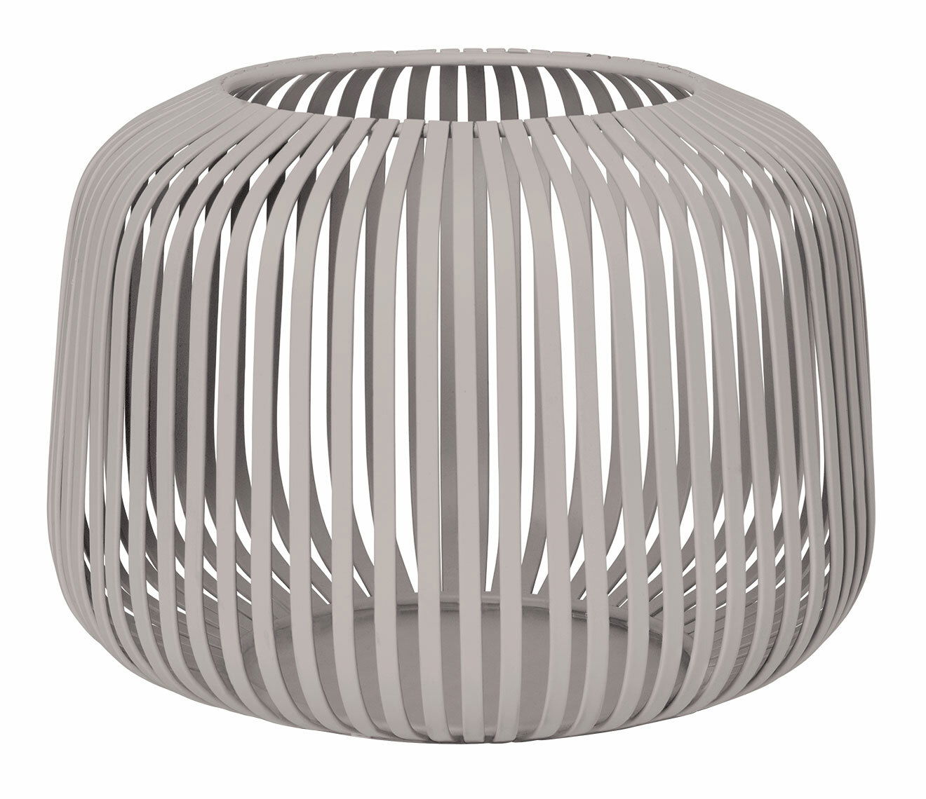 Moderne Laterne aus der Blomus LITO Serie in XS, seitliche Perspektive, mit eleganten, vertikalen Streben in einem hellen Farbton.