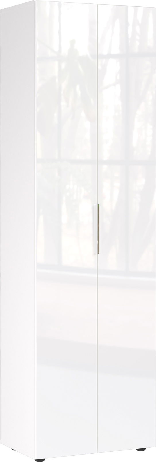 Weißer Garderobenschrank mit zwei Türen, Frontansicht