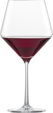 Burgunder Rotweinglas Pure, gefüllt mit Rotwein, in Frontalansicht