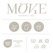 MÖVE Logo mit Nachhaltigkeit, Made in Germany und sozialer Verantwortung Symbolen, OEKO-TEX Standard 100 Zertifikat, Vorderansicht