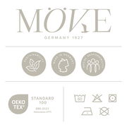 MÖVE Logo mit Nachhaltigkeit, Made in Germany und sozialer Verantwortung Symbolen, OEKO-TEX Standard 100 Zertifikat, Vorderansicht