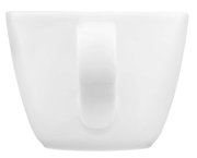 Weiße Espressotasse Life 0,09l, frontal abgebildet mit Henkel auf der rechten Seite.