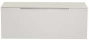 Frontansicht eines modernen, weißen Hänge-Lowboards mit schlichtem Design.