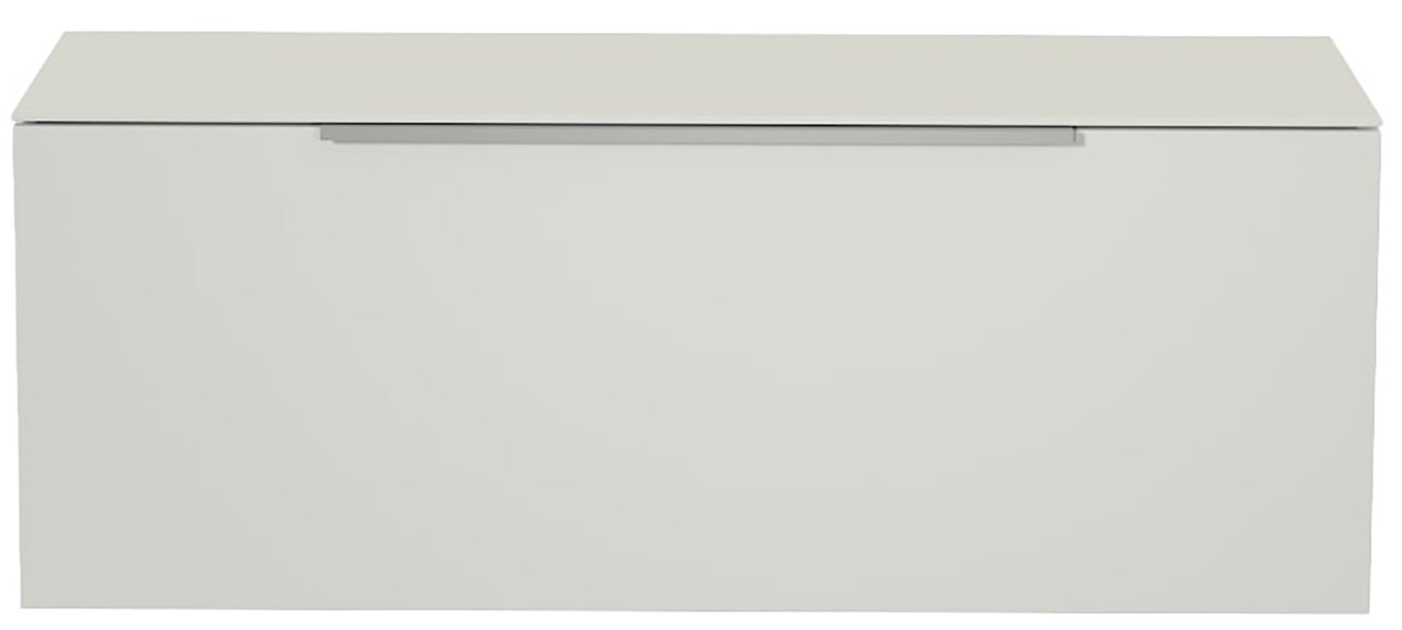 Moderano Hänge-Lowboard BORMIO Frontansicht eines modernen, weißen Hänge-Lowboards mit schlichtem Design.
