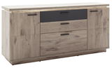 Modernes Sideboard aus Holz mit zwei Türen und drei Schubladen, Frontansicht