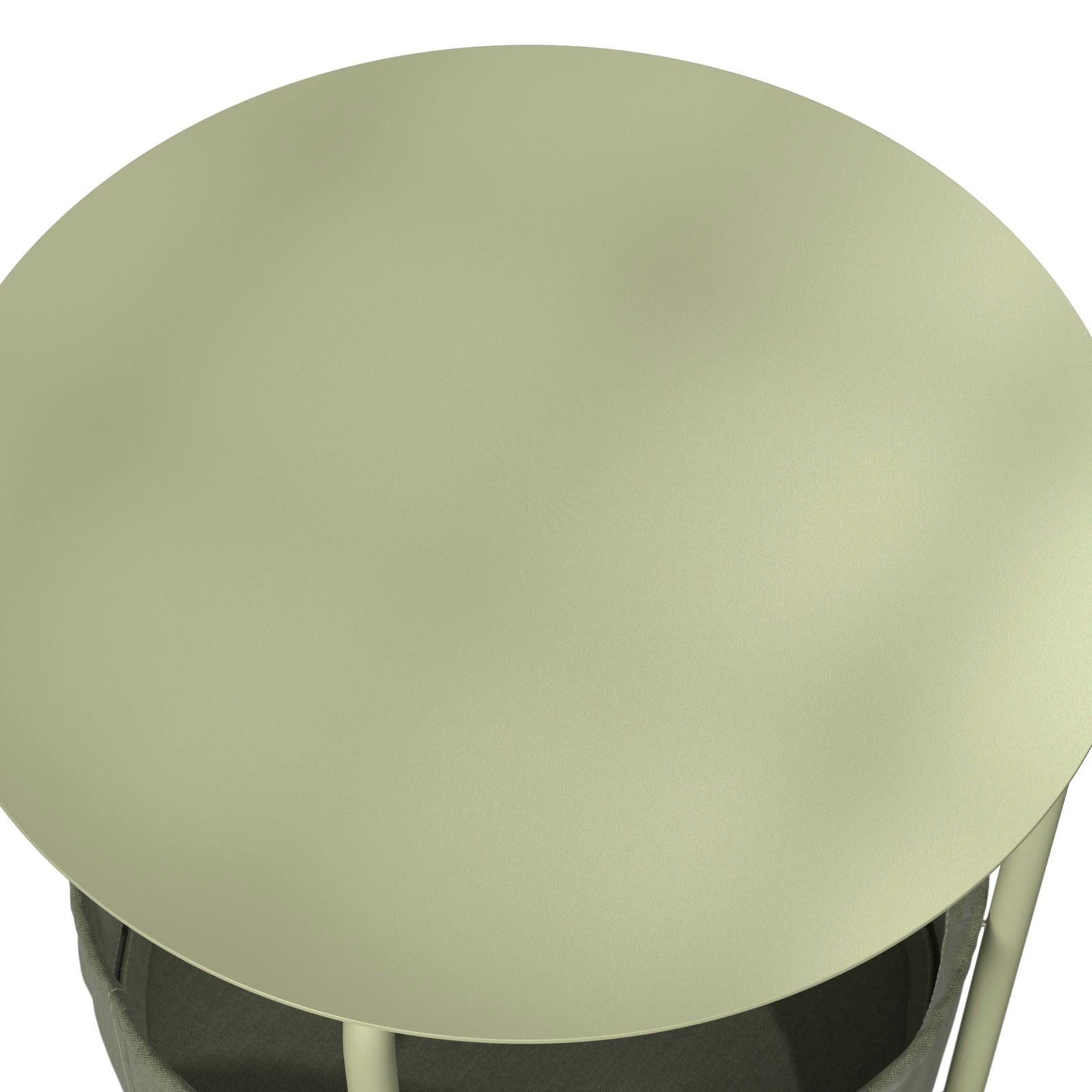 Runder, hellgrüner Beistelltisch von oben betrachtet