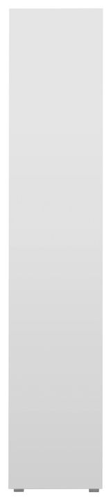 Frontansicht eines schlichten, weißen Regals
