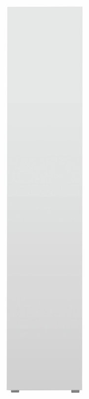 Frontansicht eines schlichten, weißen Regals