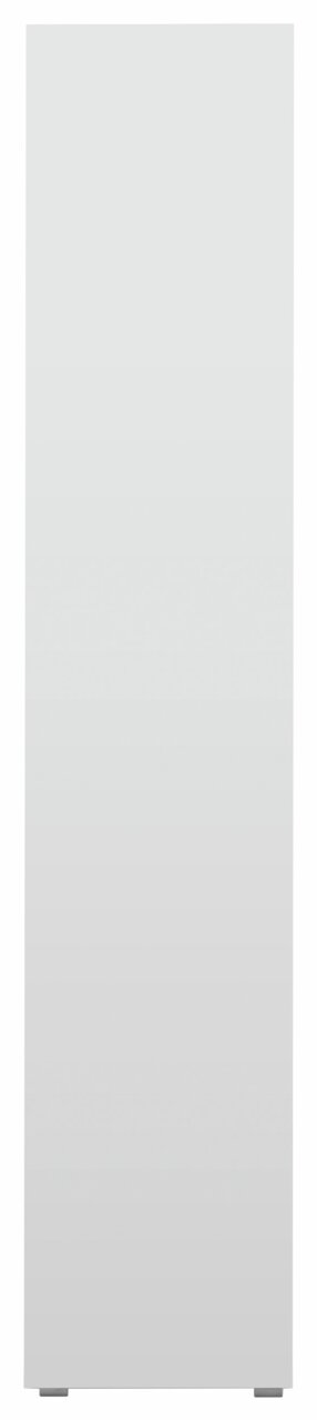 Frontansicht eines schlichten, weißen Regals